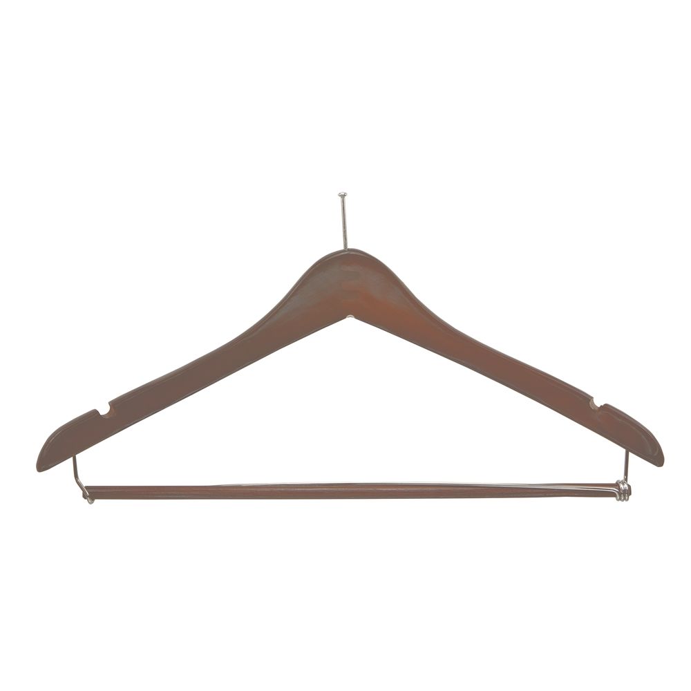 Men's Walnut Hanger, Ball Top Contour with Locking Bar and Chrome Hardware